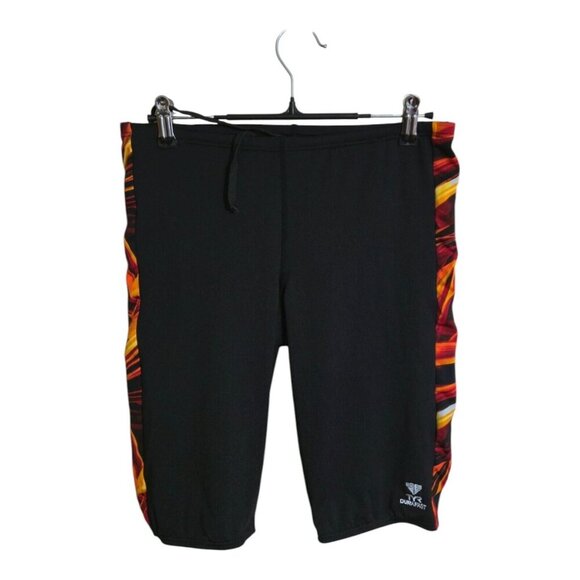 TYR Shorts Men 34 Black Durafast Jammer Inferno Splice Athletic Swim Trunk Beach - Picture 1 of 7
